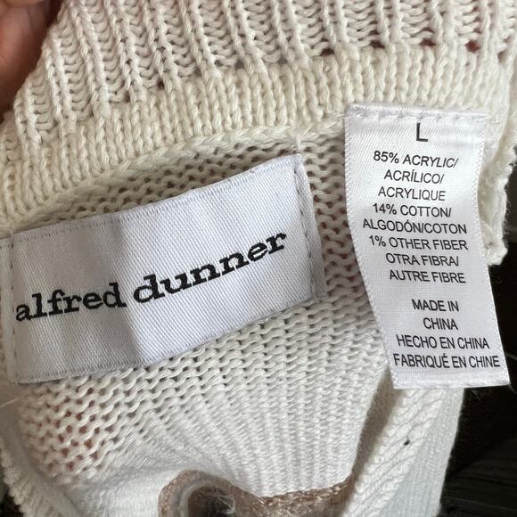 Alfred Dunner Striped Fringe Sweater Cozy Knit Classic Cottagecore Boho Large - Picture 8 of 8